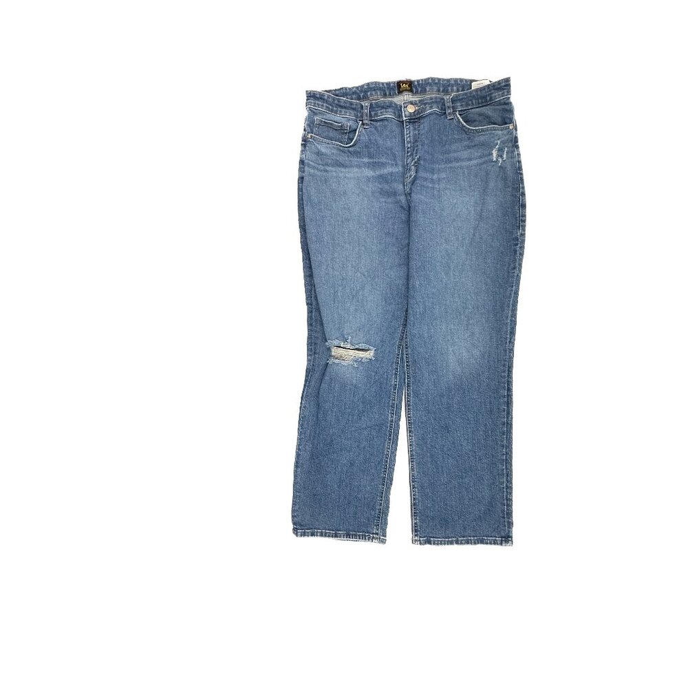Lee Straight Leg Distressed Women's size 18‎ Dark Wash Blue Denim Jeans